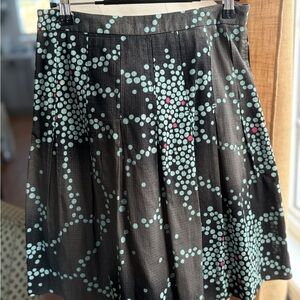 Club Monaco Black A-Line Skirt with Aqua and Pink Dot Pattern